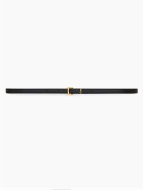 Yves Saint Laurent Black Cassandre Extra Thin Belt